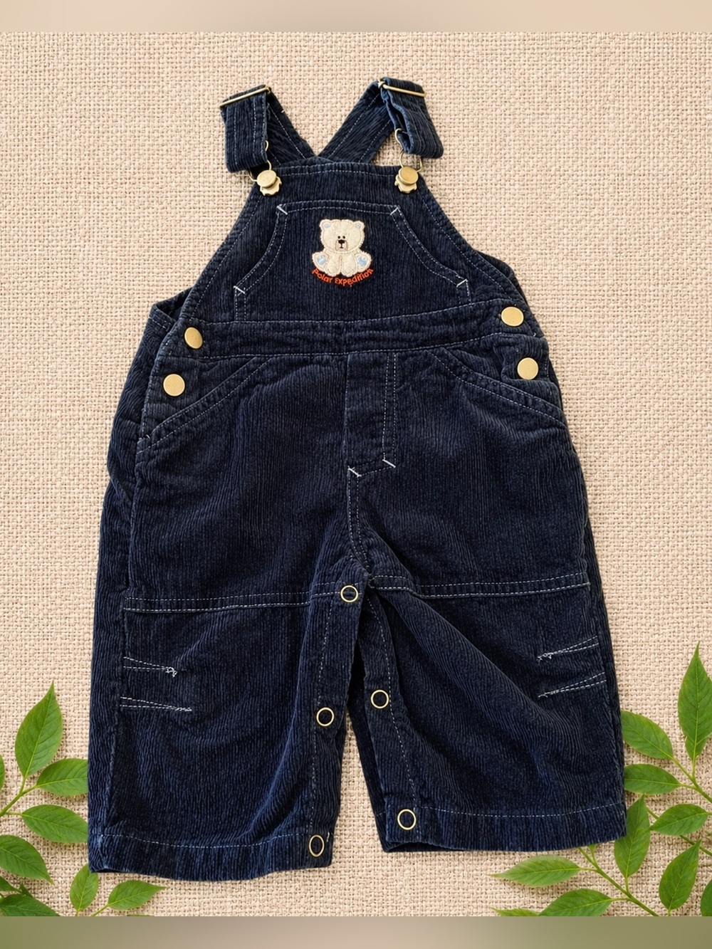 Baby Corduroy Bear Overalls 6–9M Dark Blue